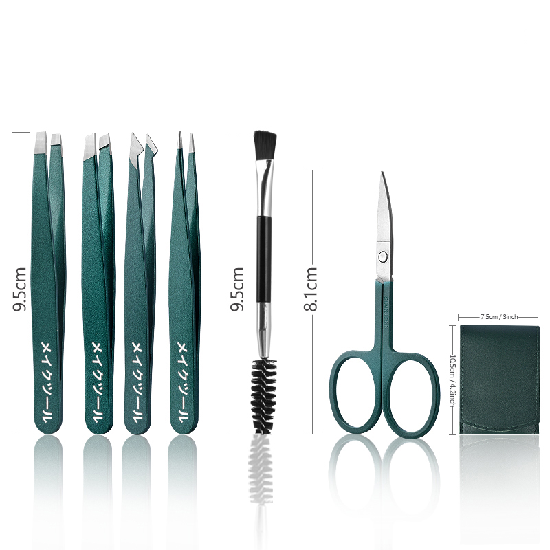 4-teiliges Pinzetten-einstellen aus Edelstahl, unisex, professionelle Präzision für Gesichtshaare, Augenbrauen, eingewachsene Haare und Splitter, langlebig und er: Beige