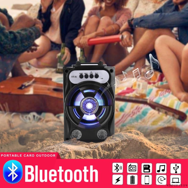 Large Size Bluetooth-compatible Speaker Wireless Sound System Bass Stereo with LED Light Support TF Card FM Radio Outdoor Sport