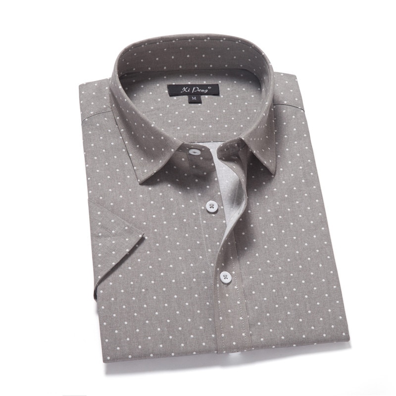 Chemises à manches longues pour hommes, chemises américaines à manches courtes, imprimés de points, chemises pour hommes, été 15,: light gray / XS