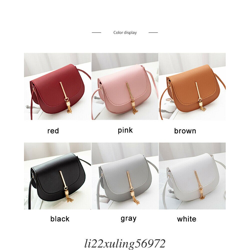 Women PU Leather Solid Hasp Shoulder Messenger Bags Lady Mini Fringe Tassels Shell Handbags