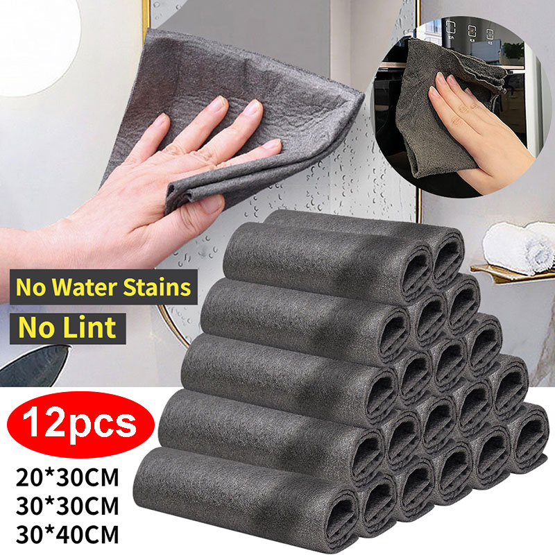 Paño de limpieza mágico más grueso, sin de agua, sin rastro, trapo limpio, lavado de microfibra, limpieza seca reutilizable, toalla de cocina de vidrio para ventana