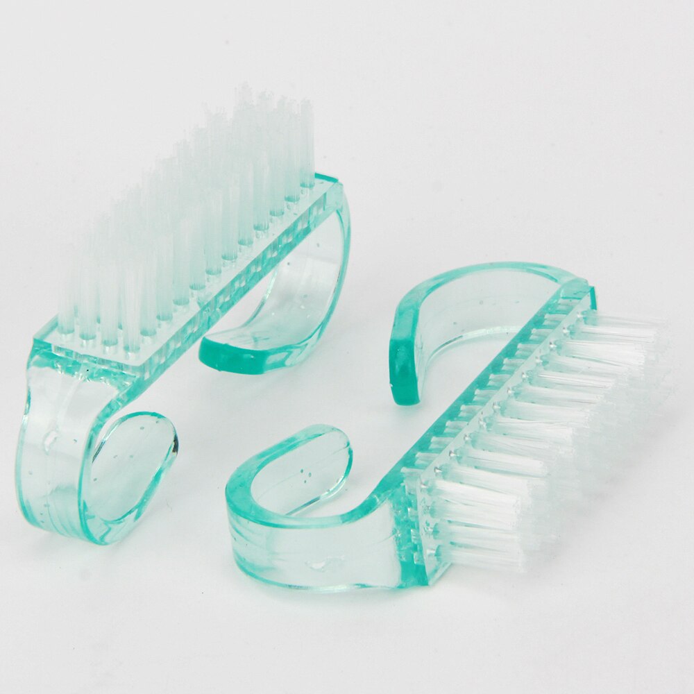 10 stk/parti plast nial rengøringsbørste fjern støv akryl uv gel negle kunst vask manicure tilbehør værktøj skønhedspleje børste: Greem