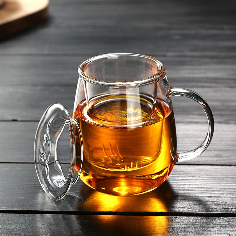 Kinesisk stil te krus med låg filter kaffekopper te sæt krus øl drikke kontor krus gennemsigtig drinkware glas kop