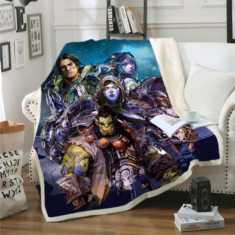 3D Print World Of Warcraft Plush Throw Blanket Sherpa Fleece Bedspread Blanket Vintage Bedding Square Picnic Wool Soft Blanket: 2 / 100x130cm