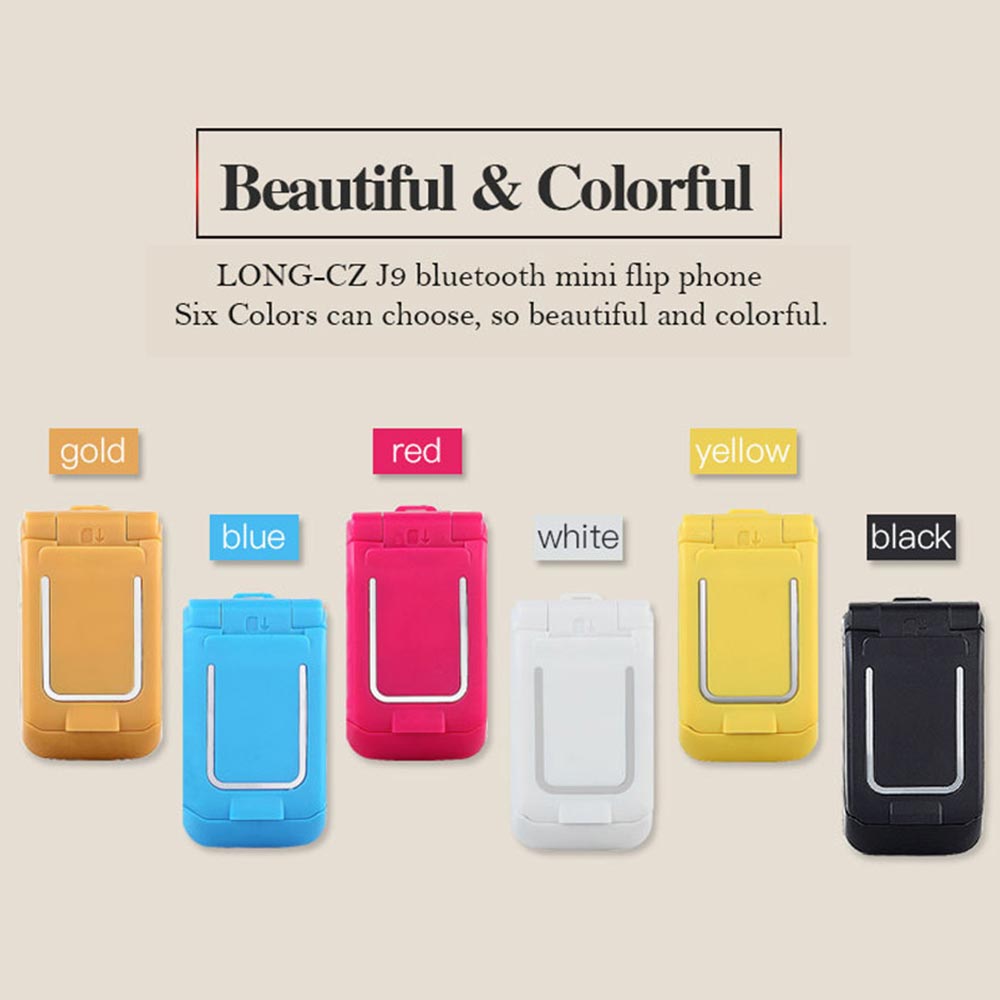 Mini Flip teléfono móvil LONG-CZ J9 0,66 "más pequeño teléfono celular inalámbrico Bluetooth marcador FM Voz Mágica auriculares manos libres para niños