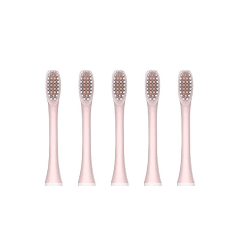 Kraftfuld ultralyd sonisk elektrisk tandbørste usb genopladelig tandbørste voksen elektronisk vaskbar blegning afslappende tænder børste: Pink kun 5 hoveder
