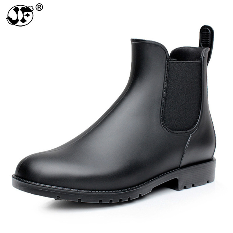 Mens Rubber Rain Boots Chelsea Boots Men Casual Slip On Waterproof Ankle Boots PVC Shoes Pointed Toe Low Top Rainboots99