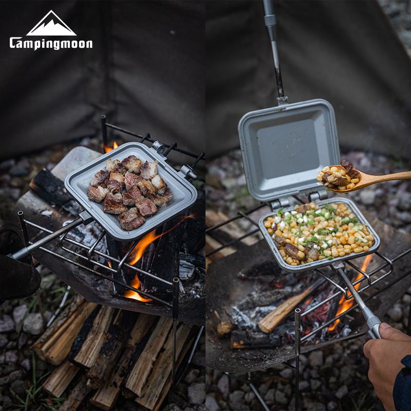 CAMPINGMOON-Pince de cuisson pour sandwich, grillage antiadhésif double face, pince polyvalente pour petit-déjeuner de camping, JxSandwich