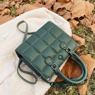 Autumn and winter retro chain handbag PU soft leather women's shoulder messenger bag: Style 3 green