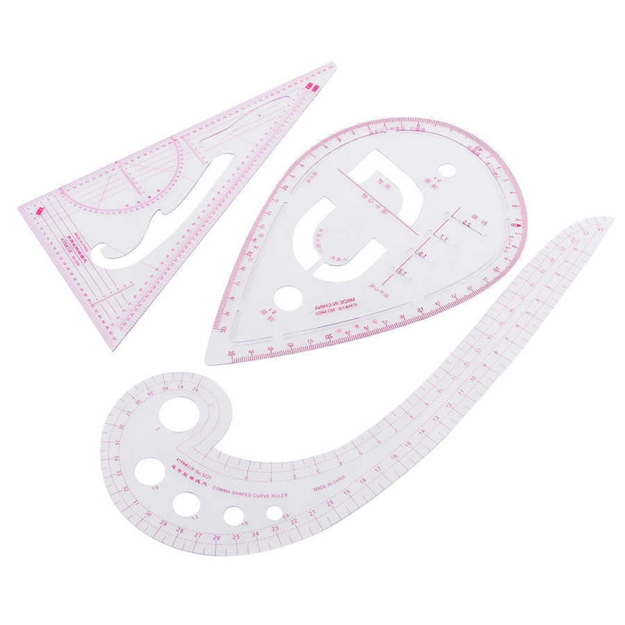 3Pcs Sew Curve Shaped Ruler Measure for Sewing Dressmaking Pattern Bendable Drawing Template Ruler