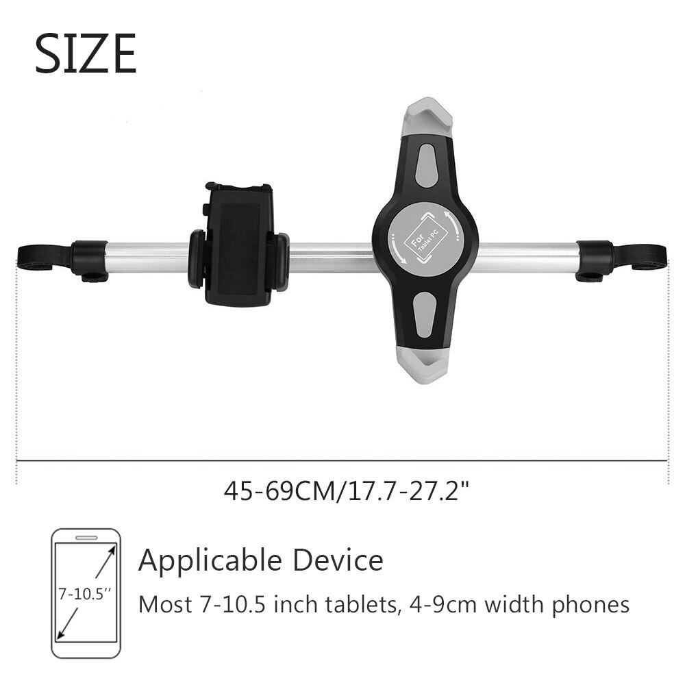 Car Seat Back Tablet Stand 360 Degree Rotation Car Headrest Scalable Tablet Holder Aluminium Easy to Install Durable