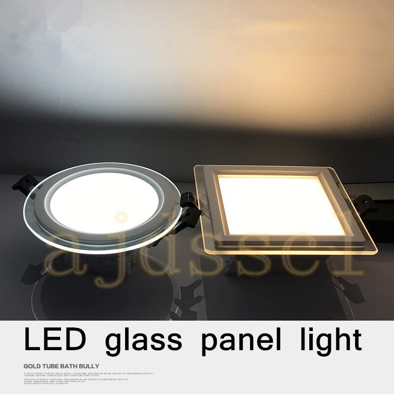 Led panel downlight rundt glass deksel lys 6w 12w 18w dimbare  ac110 v 220v høye lyse tak innfelte lamper  ac85-265 +  driver