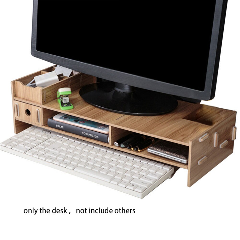 48cm Desktop Monitor Stand Computer Screen Riser Wood Shelf Plinth Strong Laptop Stand Desk Holder For Notebook TV: Black