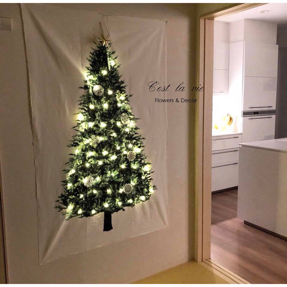 Julgran tall filt väggdekoration liten ny festlig bakgrundsduk enkel gobeläng: 150 x 200cm