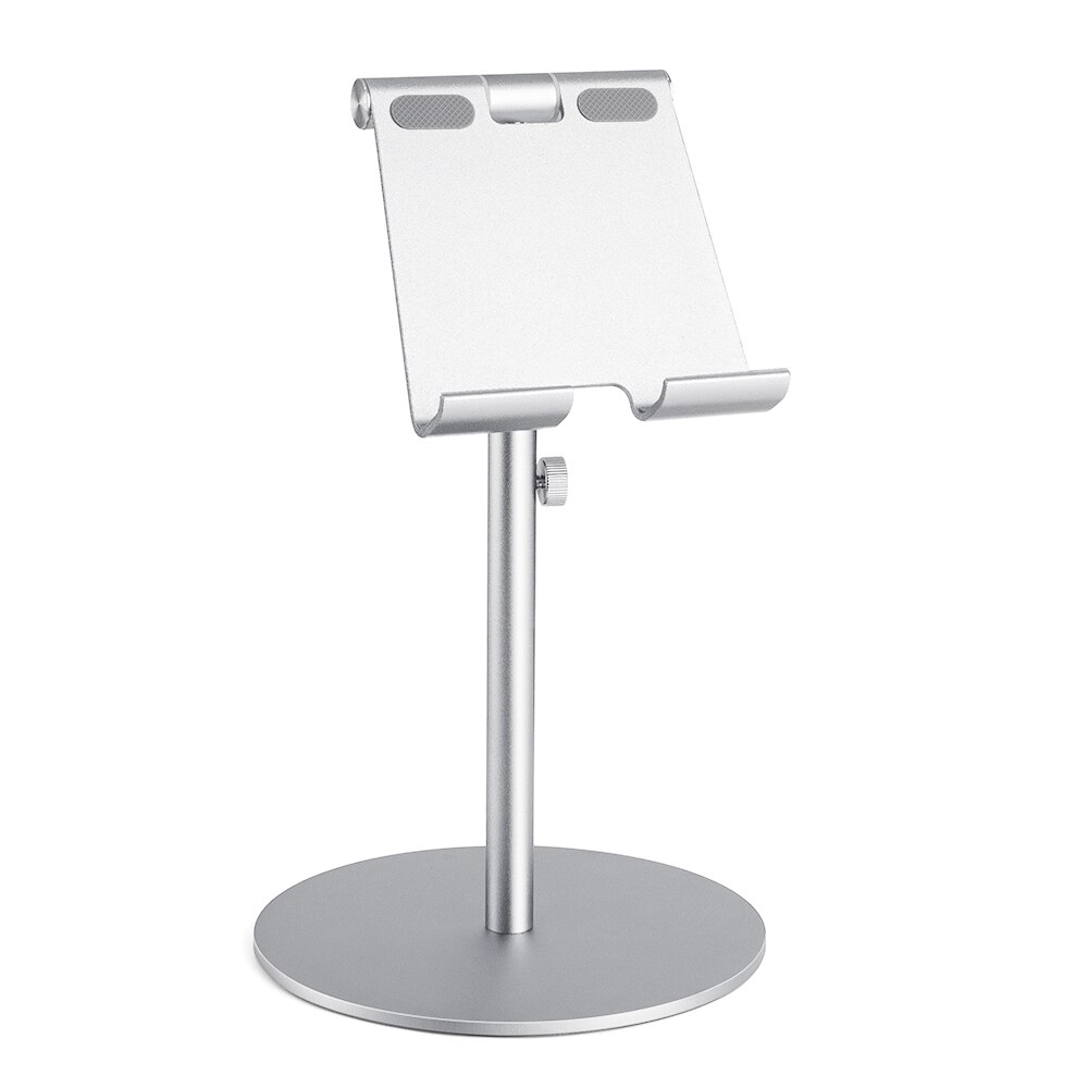 Large Size & Height Adjustable Aluminum Tablet Stand 360° Rotation Desk Tablet Holder for iPad Tab Kindle Nintendo Switch(4-13"): Silver