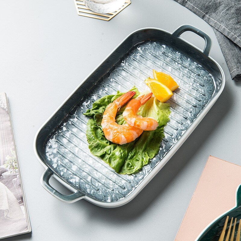 Ijs Crack Diner Plaat Servies Met Dubbel Handvat Cermics Bakvormen Servies Set