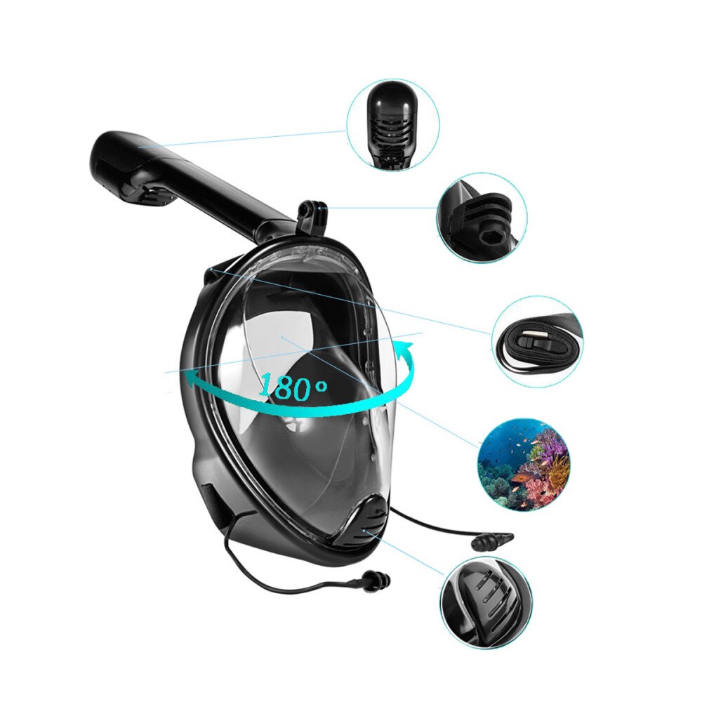 Full Face Snorkel Mask - Silicone - S/M Size - Dive Mask & Snorkel Equipment