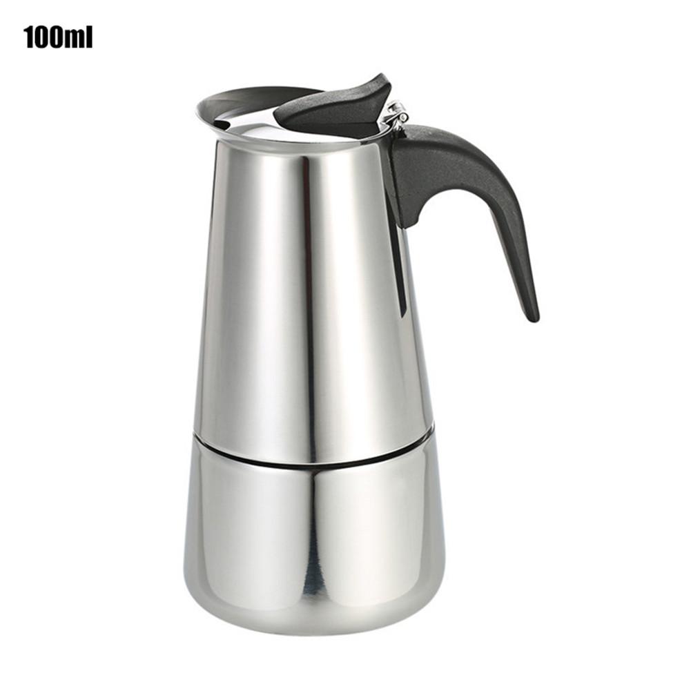 Stainless Steel Coffee Pot Stove Top Coffee Maker Percolator Pot Milk Frothing Jug Coffee Maker For Kitchen Home Moka Pot: 100ml