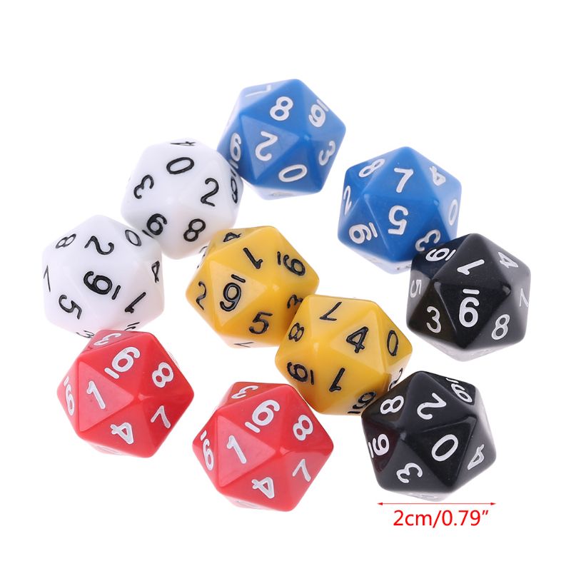 10 Stks/set 20-Zijdige D20 Polyhedral Dices Nummers Wijzerplaten Desktop Tafel Bordspel E8BF