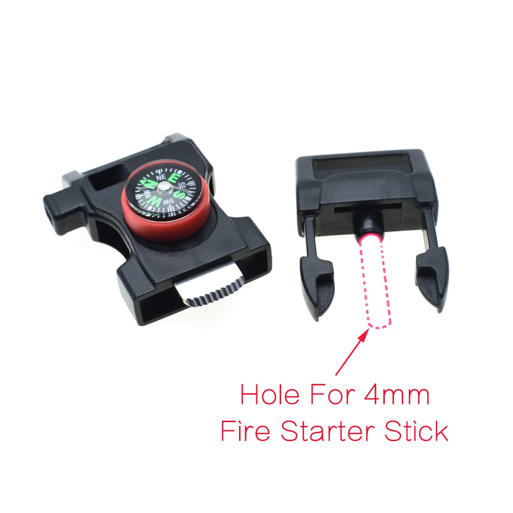 1pcs 3/4" Side Release Buckle Whistle Compass Scraper Parachute 550 Cord Paracord Bracelet Outdoor Camp Backpack Survival Kits