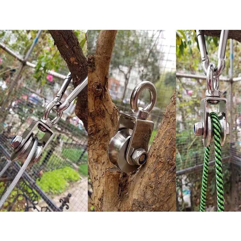 U Type Swivel Pulley 304 Rvs Duplex Lager Stille Afneembare 360 Graden Rotatie Zware Tractie Wiel