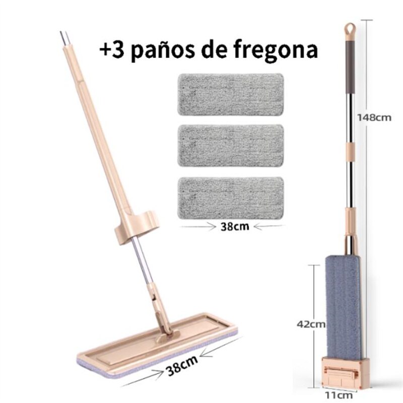 Balai serpillière en microfibre avec 3 pièces, tête rotative à 360 °, grattoir pour le nettoyage des sols, outils de cuisine à domicile