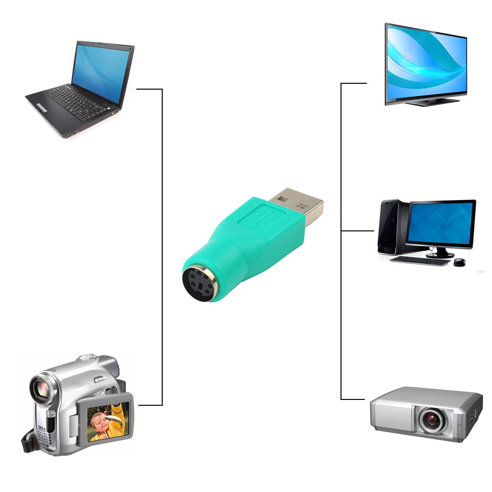1/5 kpl usb uros - ps /2 naaras adapteri muunnin usb liitin pc sony  ps2 näppäimistö hiiri hiirille