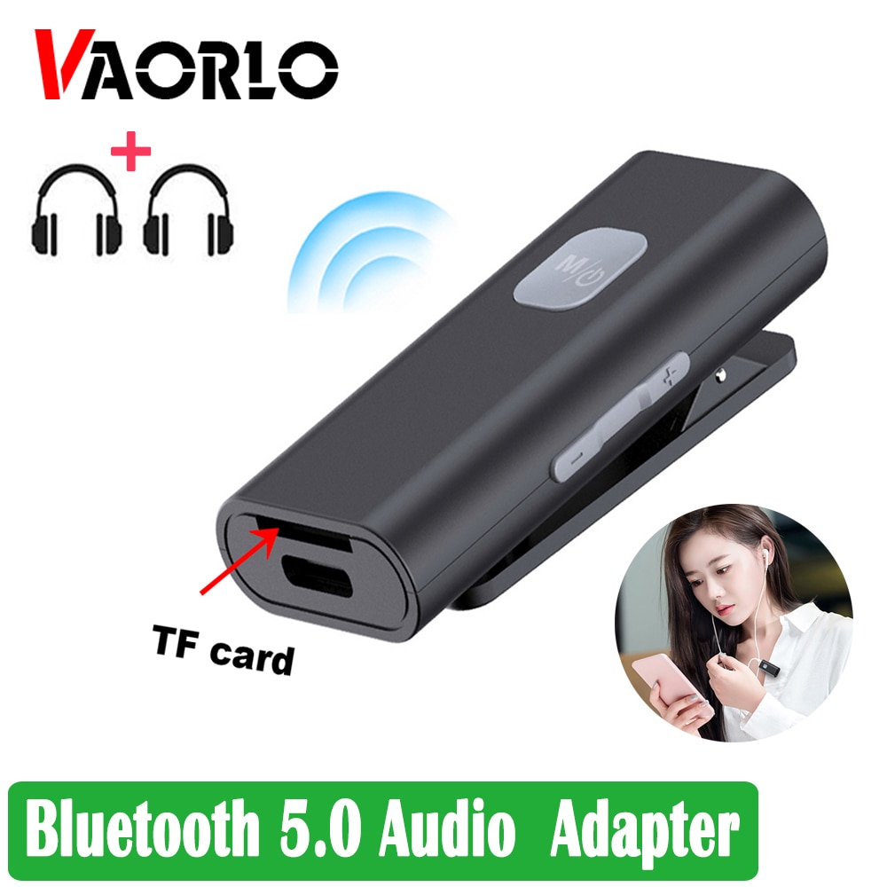 VAORLO SR11 Bluetooth 5.0 Audio Receptor Portable Wireless Adapter 3.5mm AUX Jack Support TF Card With Mic For Earphone Speaker