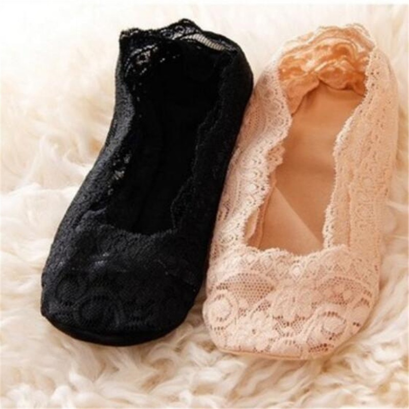 Silikon flachen Frauen Spitze Slipper Socken unsichtbar Nahtlose Mädchen niedrig schneiden Stiefel baumwolle Dicke Socken Hausschuhe Anti- Unterhose