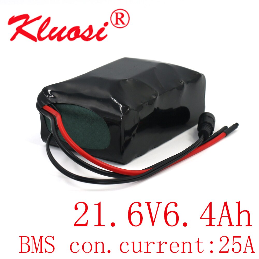 KLUOSI 6S2P 24V 6.4Ah 21.6V 6Ah 25.2V Lithium Battery Pack for Electric Bicycle Ebike Scooter Wheelchair Cropper with 25A BMS