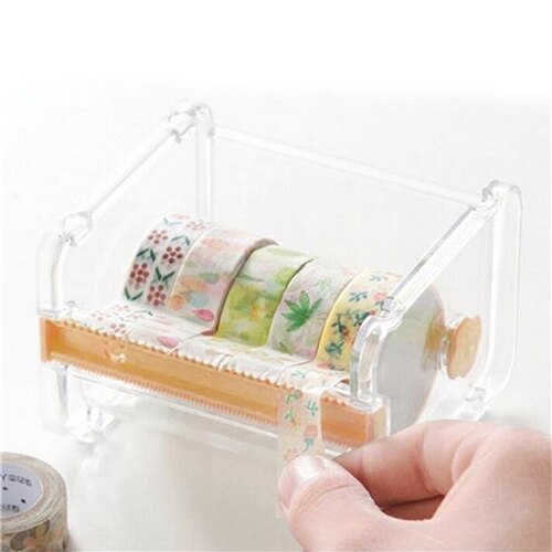 TUANTUAN 1PC Tape Storage Organizer Cutter Holder Office Tape Dispenser Office Supplies Stationery Masking Tape Cutter