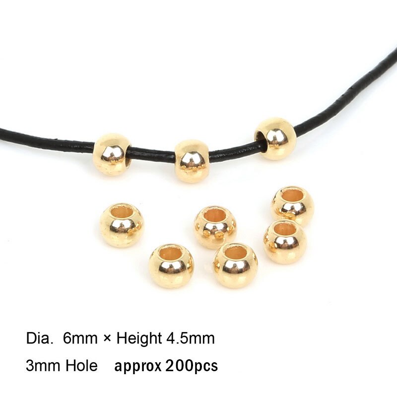 30-200 sztuk złota/rod/Gun metalowe plastikowe CCB Big Hole Spacer Looose koraliki do tworzenia biżuterii Dia 4mm,6mm,8mm,10mm,12mm: 6mm gold