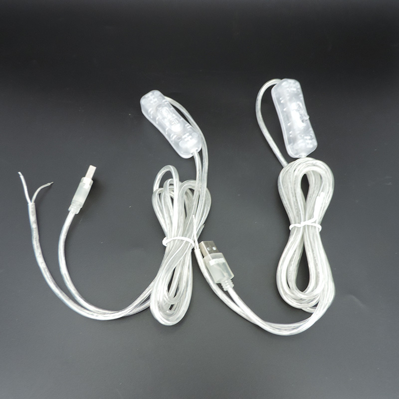 Cable USB de CC de 5-12V, fuente de alimentación transparente de 2M, 22AWG, Conector de botón de interruptor macho y hembra, Cable de extensión: Marfil