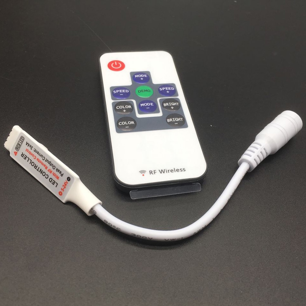 LED Strip Controller DC 12 24 V DC Wire Connector 11key RF Wireless Controller For RGB Single Color LED Strip remote control