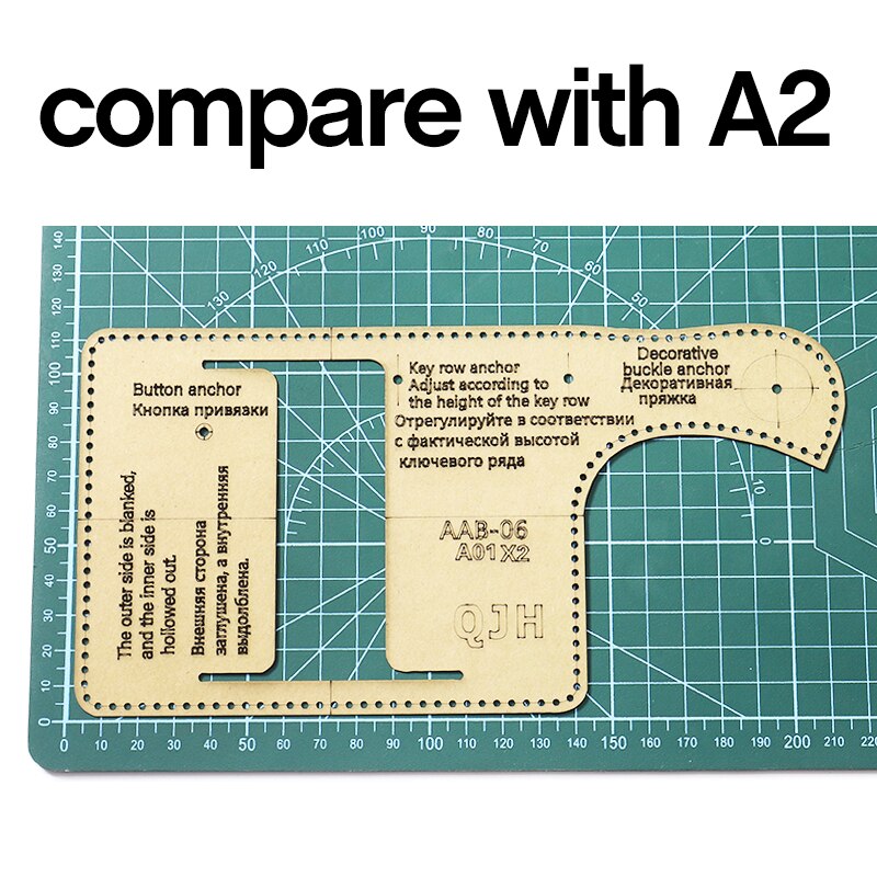 1 Juego de funda de llave de personalidad para manualidades de cuero, patrón de costura acrílico duro y plantilla de papel Kraft, 15,5 cm x 7cm