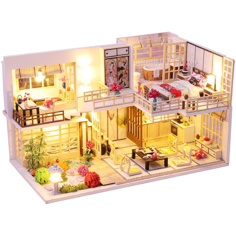 Cutebee Diy Poppenhuis Kit Houten Poppenhuizen Miniatuur Poppenhuis Meubels Kit Met Led Speelgoed Voor Kinderen L32: JM30A