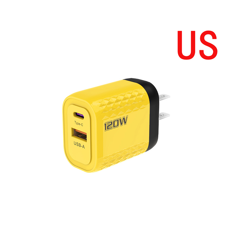 120W Charger Fast Quick Charging PD QC 3.0 USB Type C Charger Fast Charging EU/US/UK Plug Adapter For iphone 15 Samusng S23: Matte Black