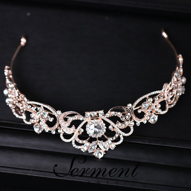 Serment prinsesse bryllup brudepige tiara krone piger krystal zirkon smykker hår tilbehør brud fødselsdag krone
