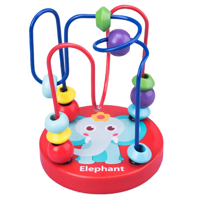 Educational Math Toy Wooden mini Circles Bead Wire Maze Roller Coaster Abacus Puzzle toys For Kids Boy Girl