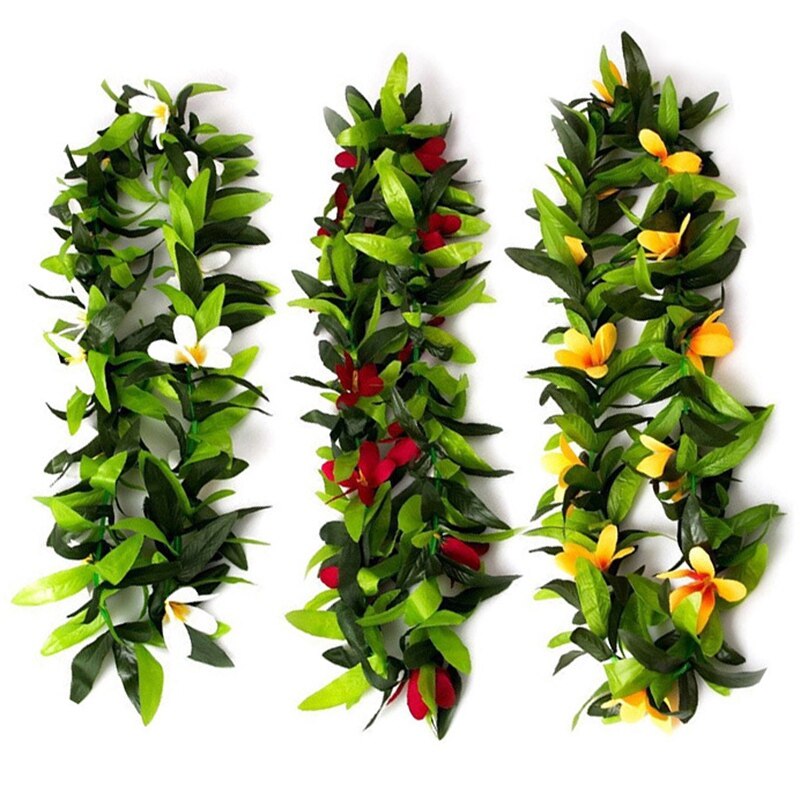 Luau Leis 3 Pcs Artificial Flowers Tropical Hawaiian Lei Leaf Necklaces for Hula Costume and Beach Party: Default Title