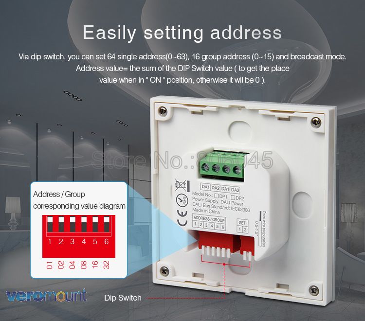 MiBOXER DALI 86 Touch Panel Drightness Dimming Smart LED Dimmer Controller DP1 for LED Strip