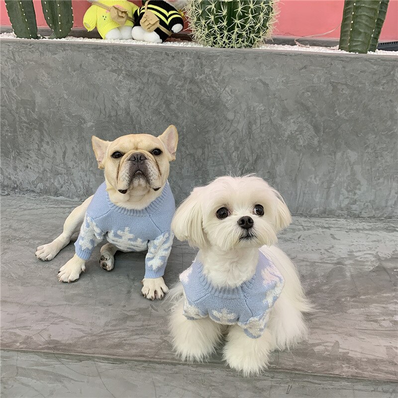Suéter para mascotas, ropa para perros y gatos, tridimensional, jacquard, copo de nieve, ropa de lucha contra la ley, Corgi, Schnauzer, Otoño e Invierno