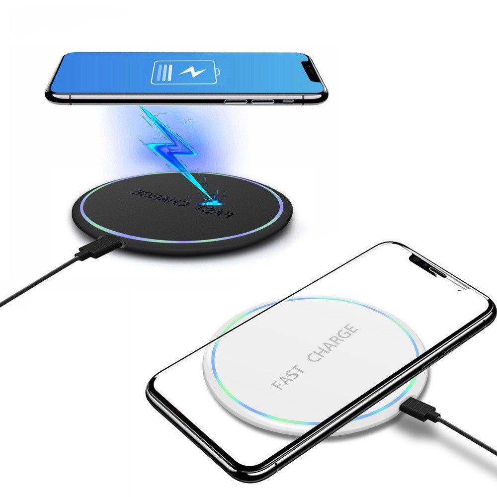 10W Qi Fast Wireless Charger With LED Light Micro USB Wireless Charging Pads for iPhone11 X Samsung Xiaomi Huawei Charging Pads