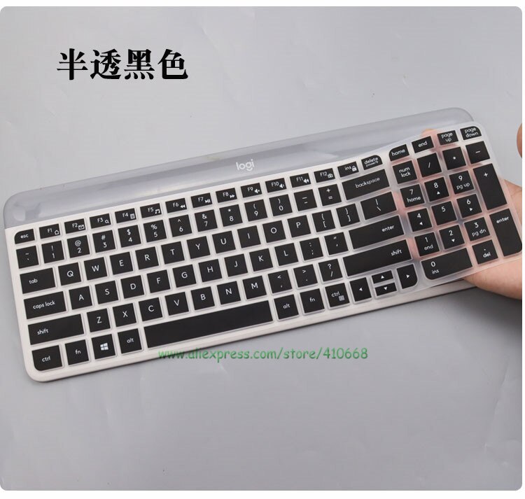 For Logitech MK470 K580 Slim Wireless Keyboard Silicone Dustproof Wireless Desktop keyboard Cover Skin Protector K580 MK 470: Black
