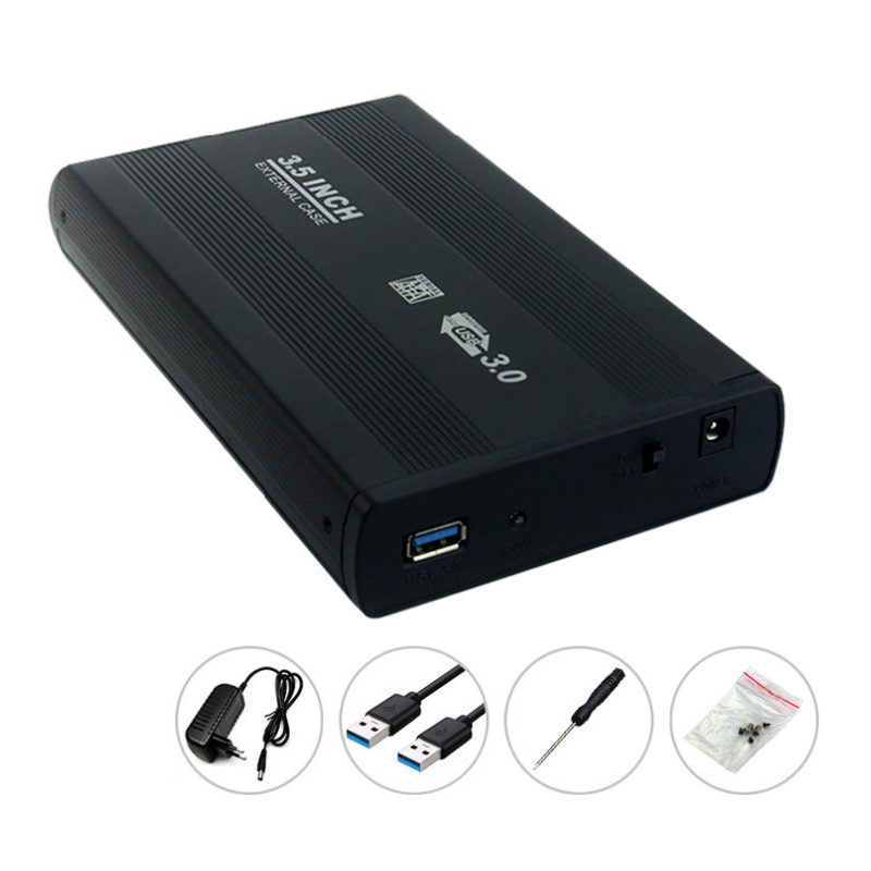 3,5 Zoll USB 3.0 SATA Externe Festplatte Festplattengehäuse Gehäuse Typ-C Externe Aufbewahrungsbox Unterstützung Festplatte: WEISS