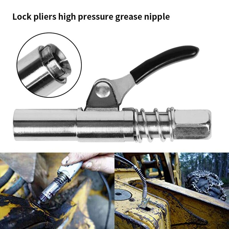 NPTI/8 10000PSI High Pressure Grease Nozzle Grease Coupler Grease Hose Heavy Duty Quick Release Grease Coupler Kit