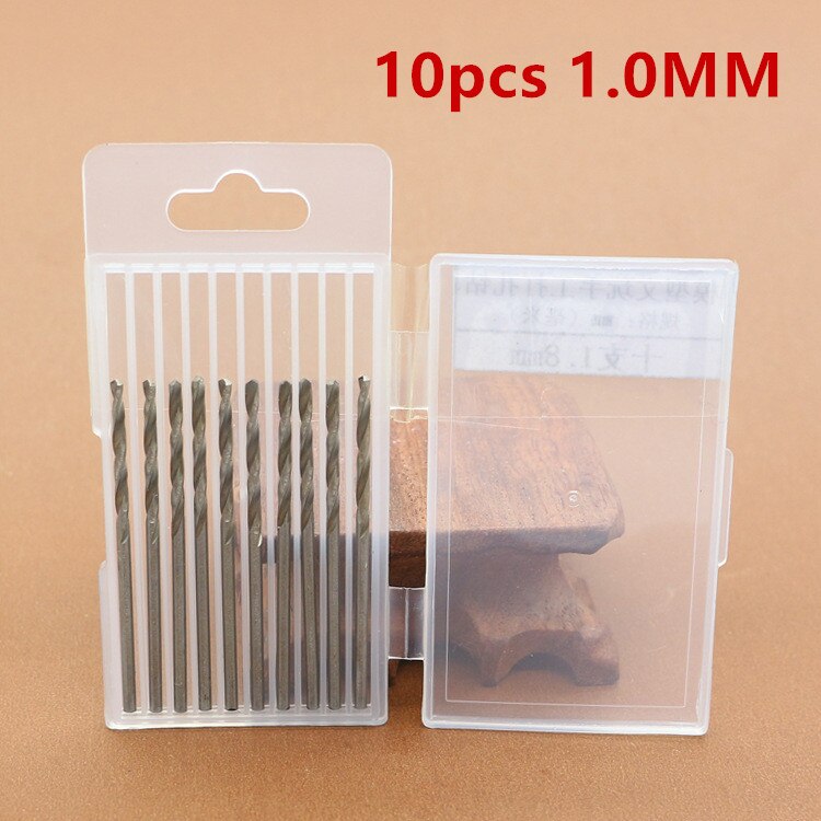 10pcs/set Twist Drill Bit High Precision Mini Micro Aluminum Hand Drill with Keyless Chuck Rotary Twist Drill Hand Drill Bit: 10pcs 1.0MM