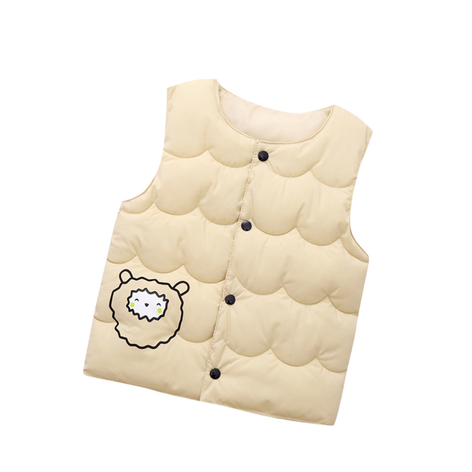 Peuter Mouwloze Vest Baby Meisjes Winter Toevallige Knoppen Katoen Cartoon O-hals Winddicht Jas Warm Kids Kleding: BG / 6-7 Years