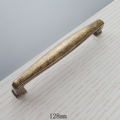 Tiradores Vintage de bronce amarillo para muebles de cocina, pomos de puerta corredera para cajón, armario, tocador, tirador de empuje: 128mm