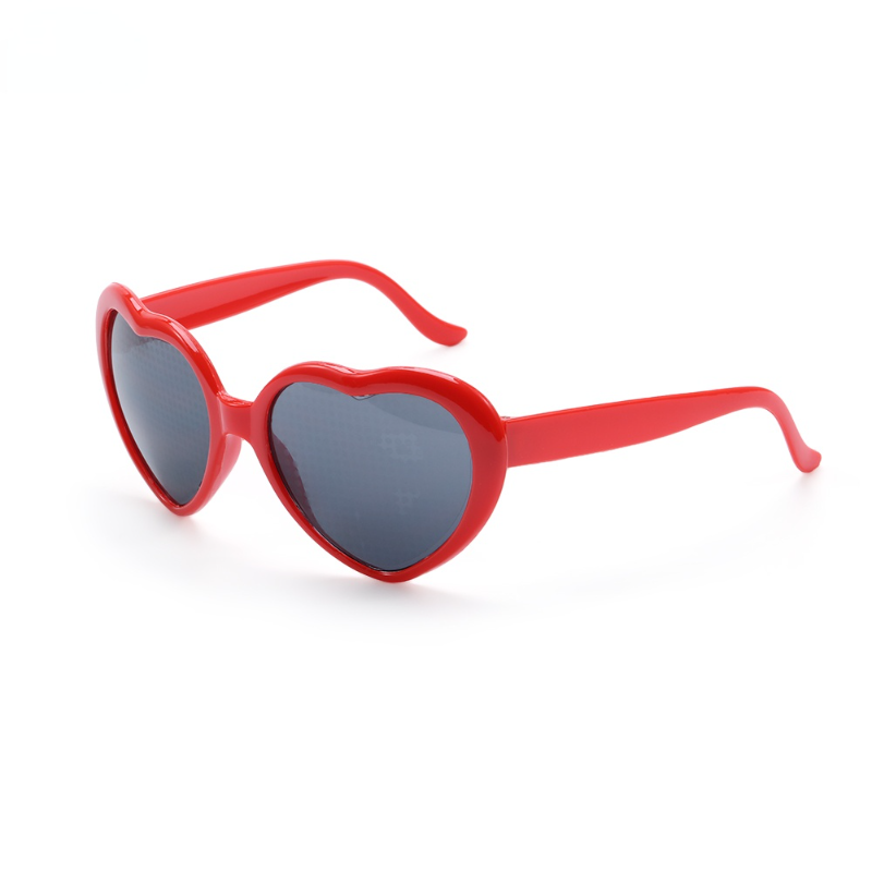 Women Heart Shaped Effects Glasses Watch The Lights Change To Heart Shape At Night Diffraction Glasses Female Sunglasses: black